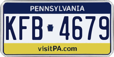 PA license plate KFB4679
