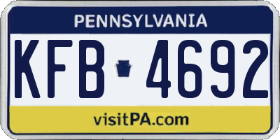 PA license plate KFB4692