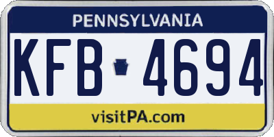 PA license plate KFB4694