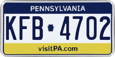 PA license plate KFB4702