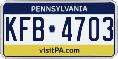 PA license plate KFB4703