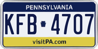 PA license plate KFB4707