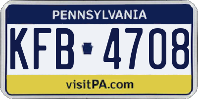 PA license plate KFB4708
