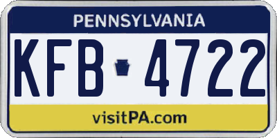 PA license plate KFB4722