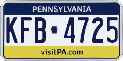PA license plate KFB4725