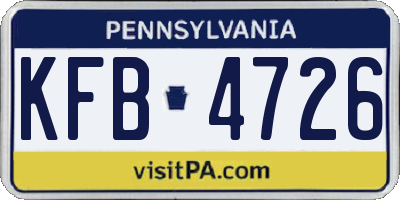 PA license plate KFB4726