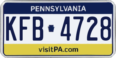 PA license plate KFB4728