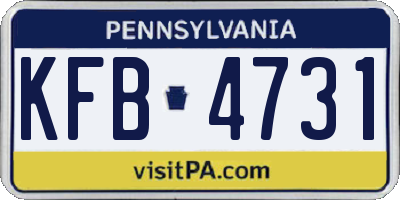 PA license plate KFB4731