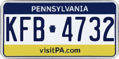 PA license plate KFB4732