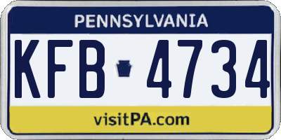 PA license plate KFB4734
