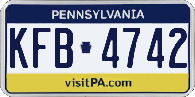 PA license plate KFB4742