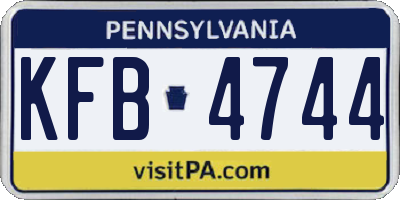 PA license plate KFB4744