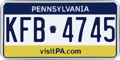 PA license plate KFB4745