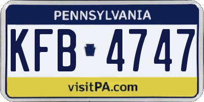 PA license plate KFB4747