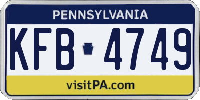 PA license plate KFB4749