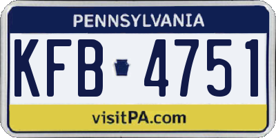 PA license plate KFB4751