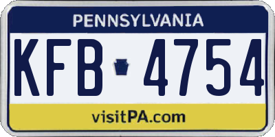 PA license plate KFB4754