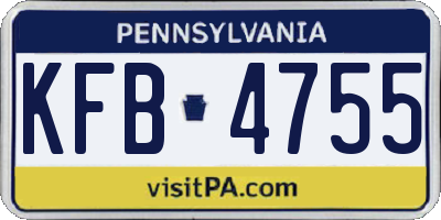 PA license plate KFB4755