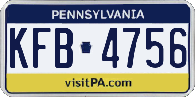 PA license plate KFB4756