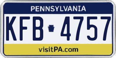 PA license plate KFB4757