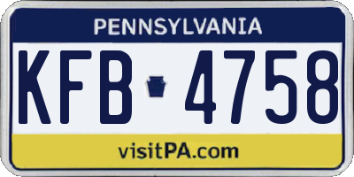 PA license plate KFB4758