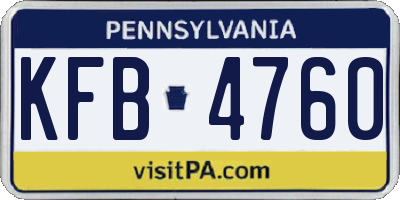 PA license plate KFB4760