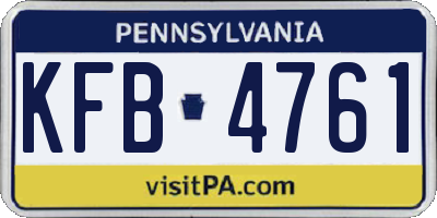 PA license plate KFB4761