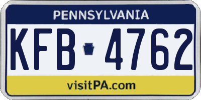 PA license plate KFB4762