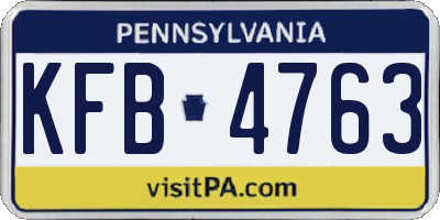 PA license plate KFB4763