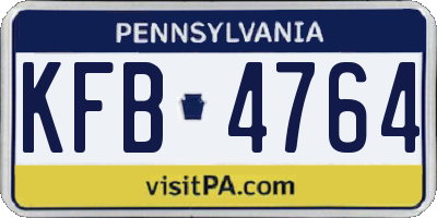 PA license plate KFB4764