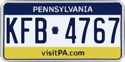 PA license plate KFB4767
