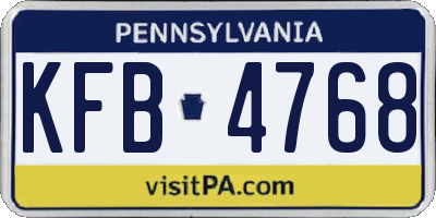 PA license plate KFB4768