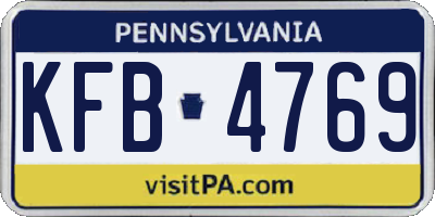 PA license plate KFB4769