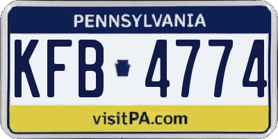 PA license plate KFB4774