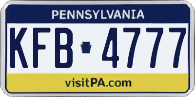 PA license plate KFB4777