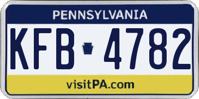 PA license plate KFB4782
