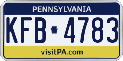 PA license plate KFB4783