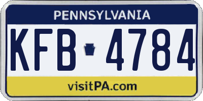 PA license plate KFB4784