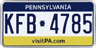 PA license plate KFB4785