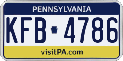 PA license plate KFB4786