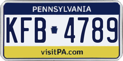 PA license plate KFB4789