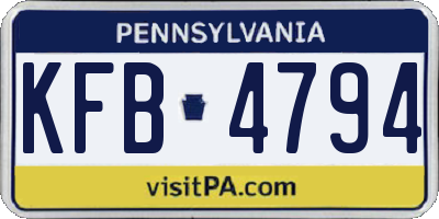 PA license plate KFB4794