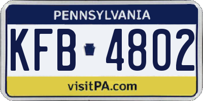 PA license plate KFB4802