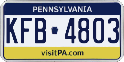 PA license plate KFB4803