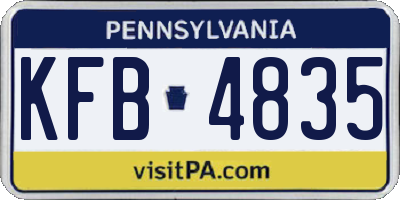 PA license plate KFB4835