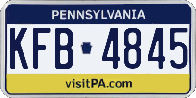 PA license plate KFB4845
