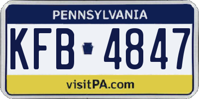 PA license plate KFB4847