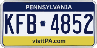 PA license plate KFB4852