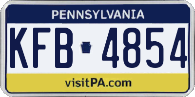 PA license plate KFB4854