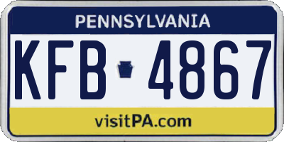 PA license plate KFB4867